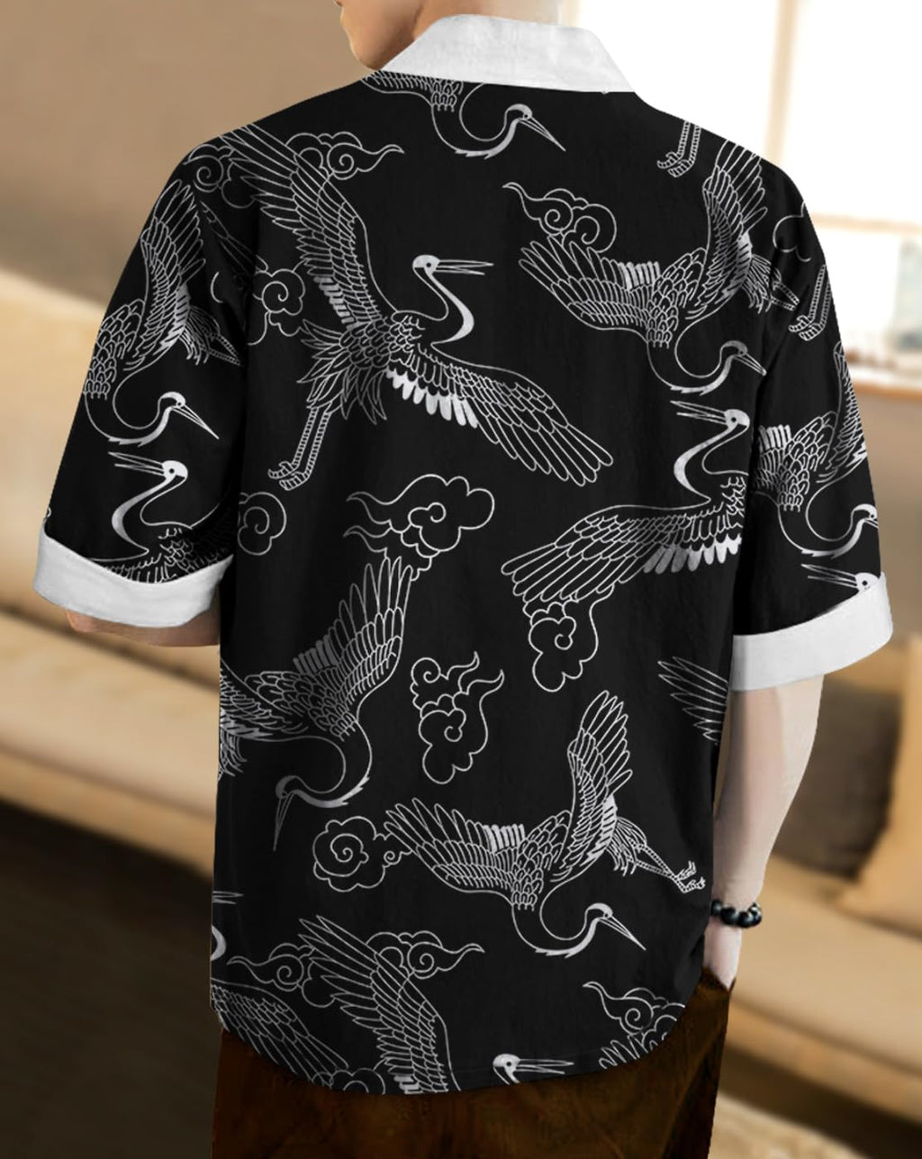 Eyebogler Men Printed Open Shrug Black White