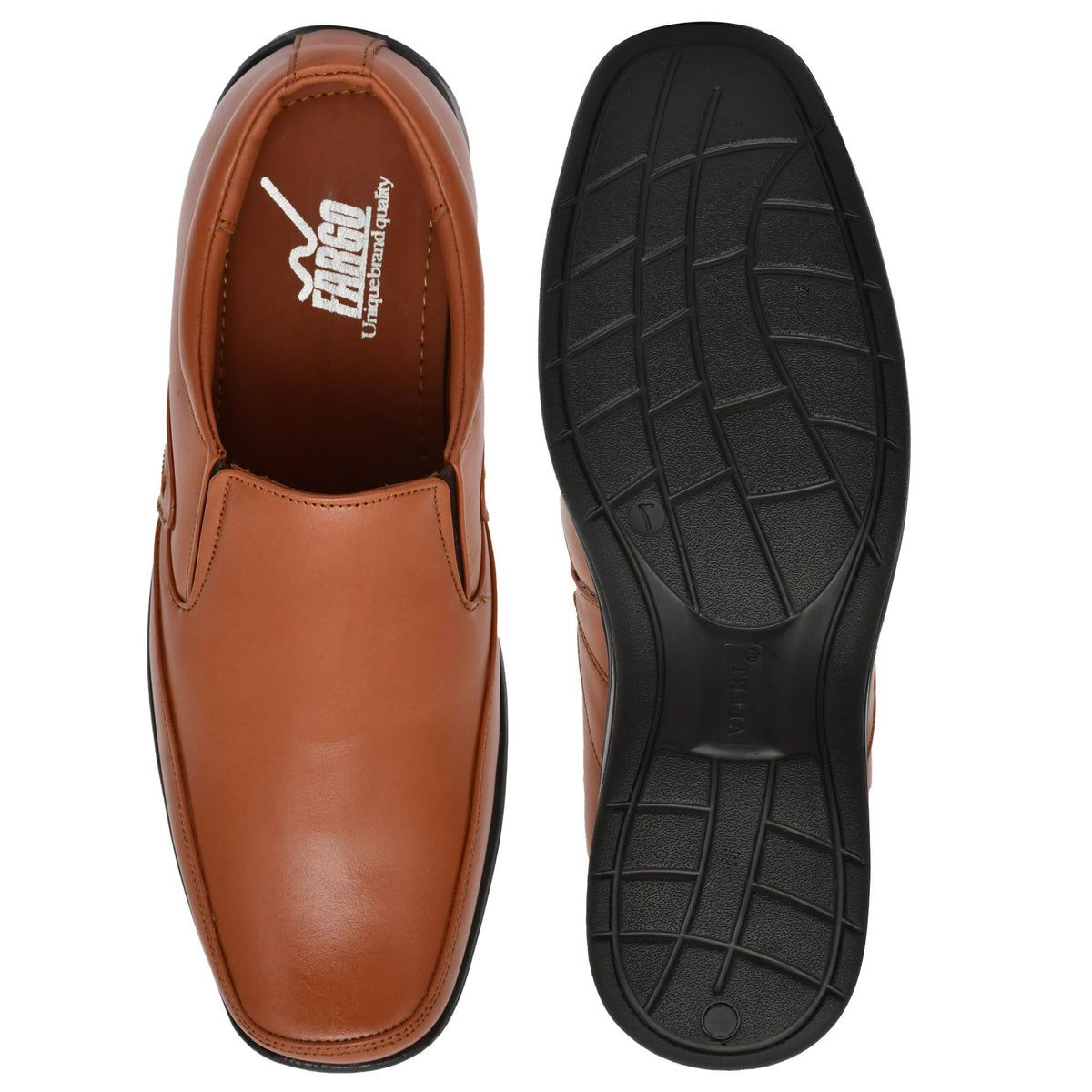 FARGO Boss02 Mens Leather Formal Loafers | Comfortable and Flexible Loafer Shoe | Office & Parties Wear Shoes | Tan | 10 FF_Mu 10