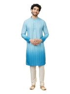 Manyavar Mens Light Blue Blended Cotton Kurtas
