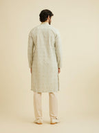 Manyavar MenS Cotton Blend Chikankari Sequined Kurta Pyjama Set (Green,L)