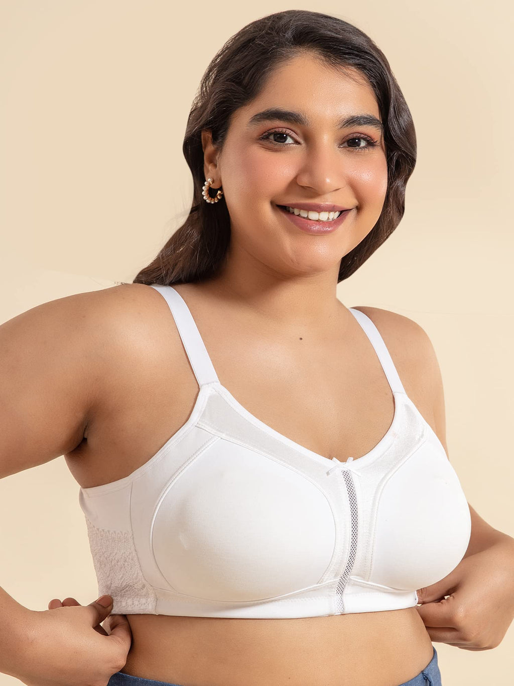 NYKD (NYB101 Cotton Non Padded & Non Wired Everyday Bra for Women | M-Frame Structure for Bounce Control with Full Coverage & Su