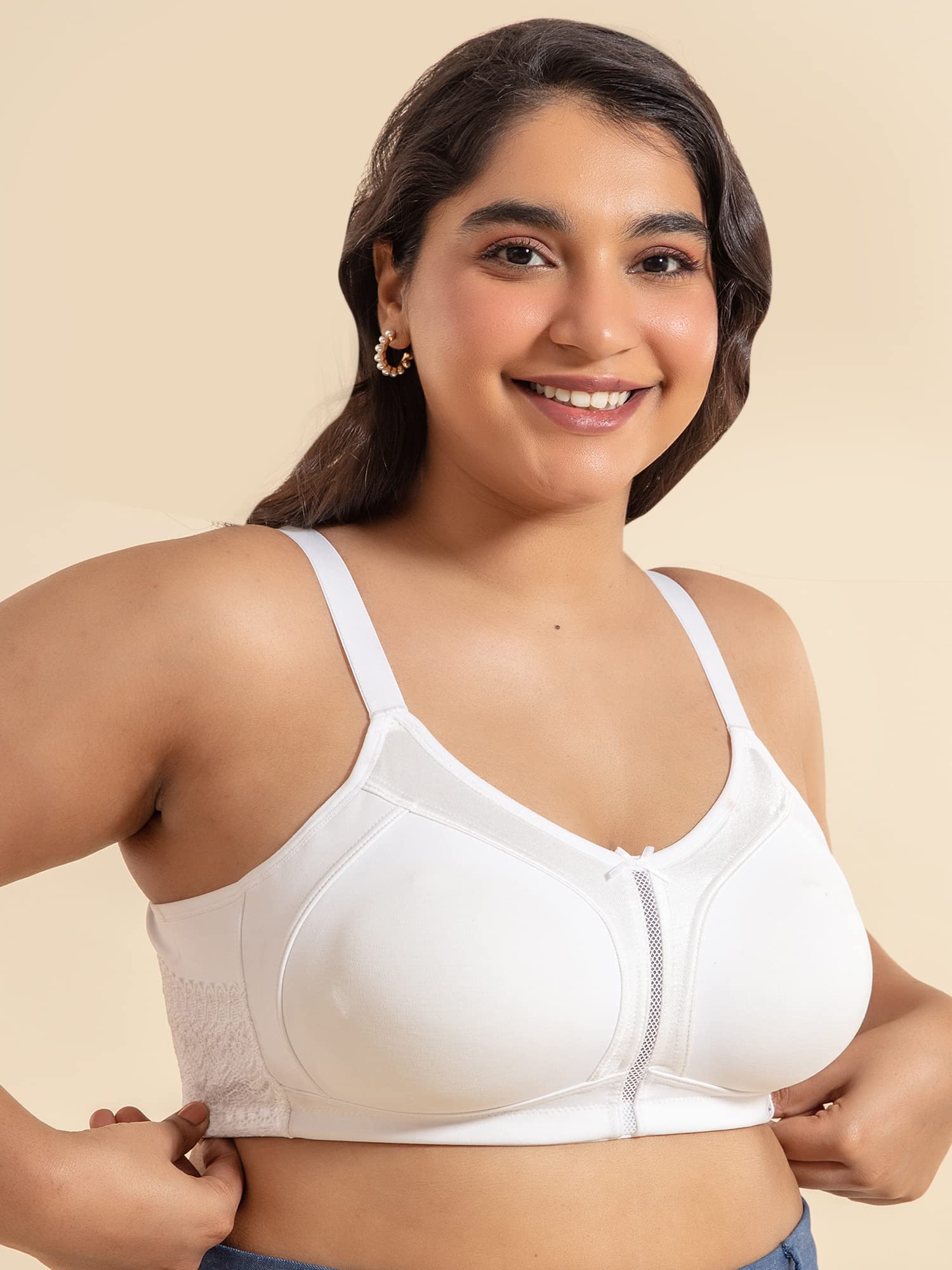 NYKD (NYB101 Cotton Non Padded & Non Wired Everyday Bra for Women | M-Frame Structure for Bounce Control with Full Coverage & Su
