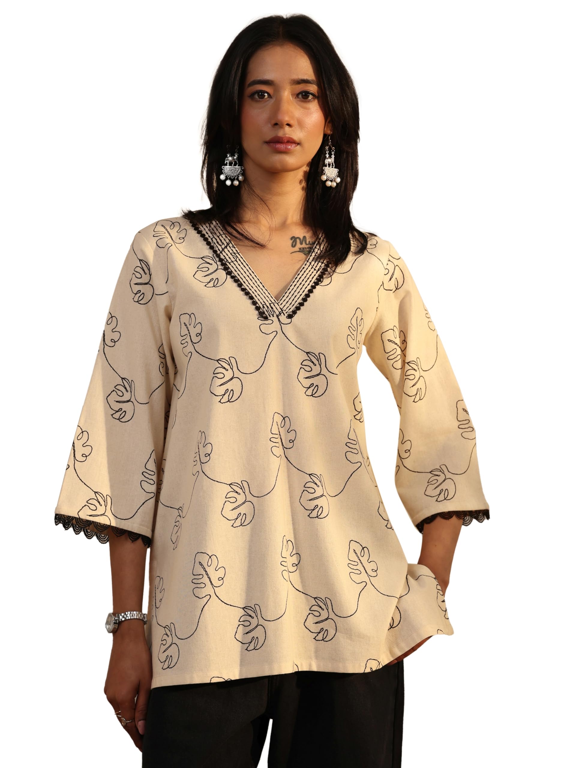 Libas Self Design Cotton A-Line Kurti (43012XL)