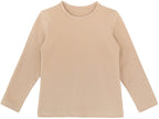 Lilax Girls' Basic Long Sleeve Round Neck Cotton T-Shirt 8 Beige