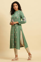 W For Woman Women'S Polyester Geometric Kurta & Tight