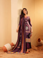 Varanga Women Purple Ethnic Printed Gota Lace Detailed Kurta With Solid Trouser & Printed Dupatta  Elegant Ethnic Set