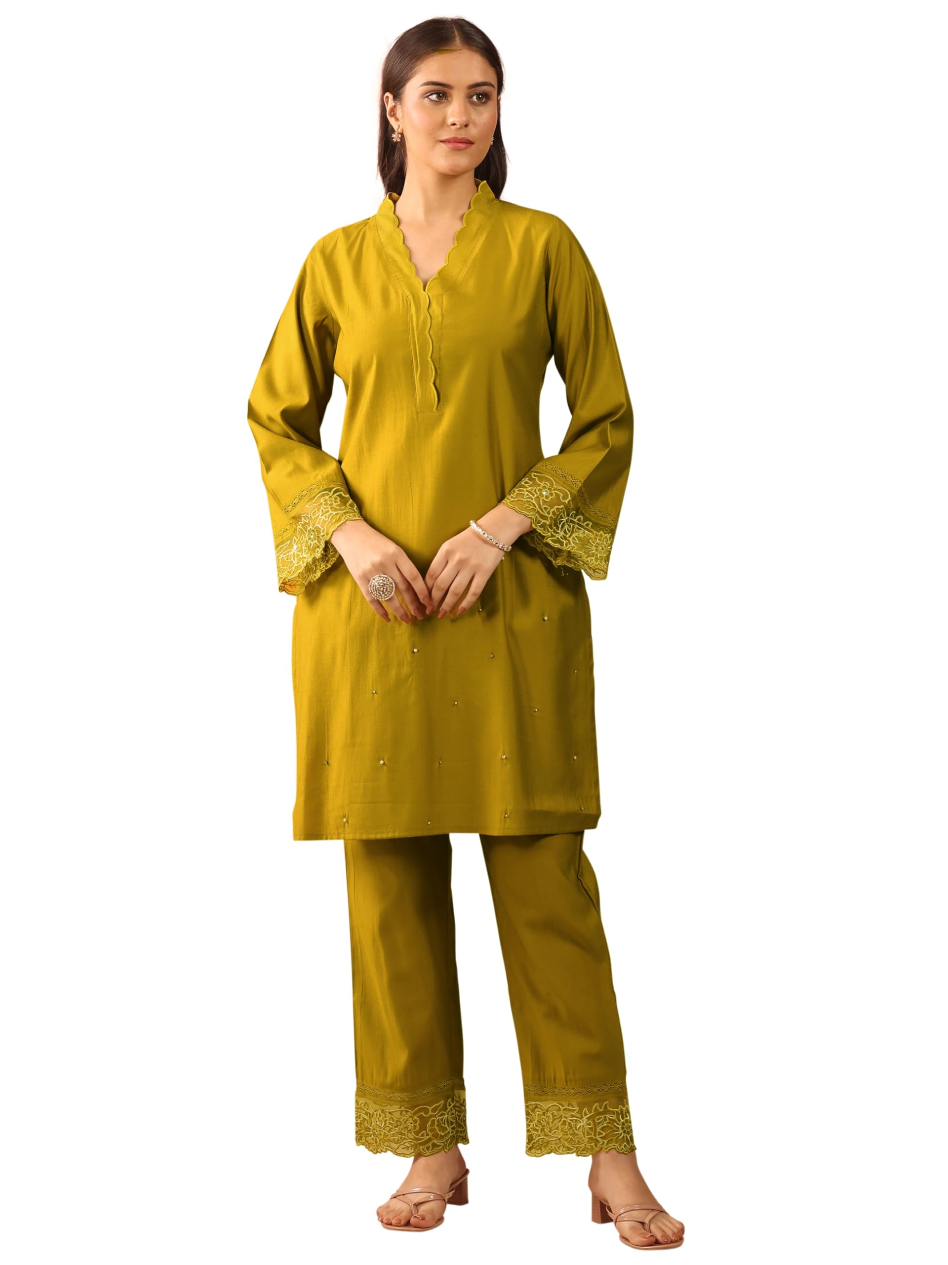 Libas Womens Solid Silk Blend Co-ord Set for Women