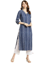 rytras Womens Cotton Printed Straight Kurti (XX-Large) Blue