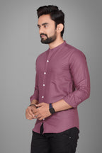 Besix MenS Regular Fit Solid Cotton Shirt | Chinese Collar | Casual | Plain | Branded | Mandarin Collar | Full Sleeve | Summer