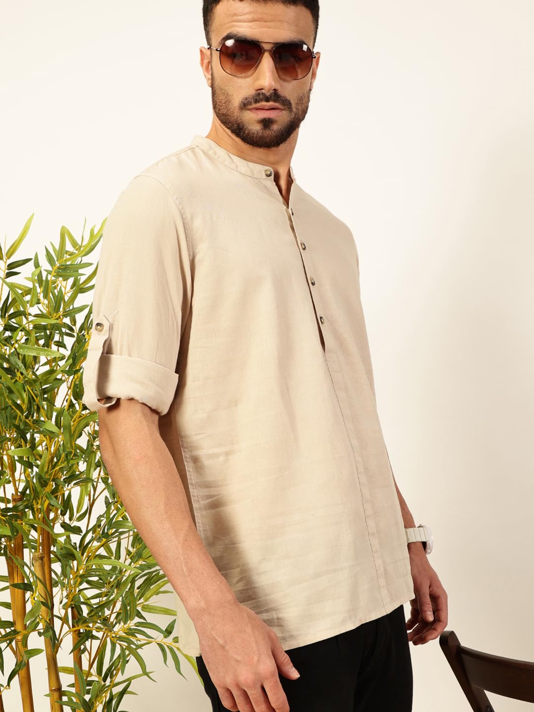 Thomas Scott Mens Linen Solid Kurta Shirt (Ts1529)