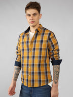 Dennis Lingo MenS | Yellow | Checks | Regular Collar | Full Sleeve | Relaxed | Casual Shirt