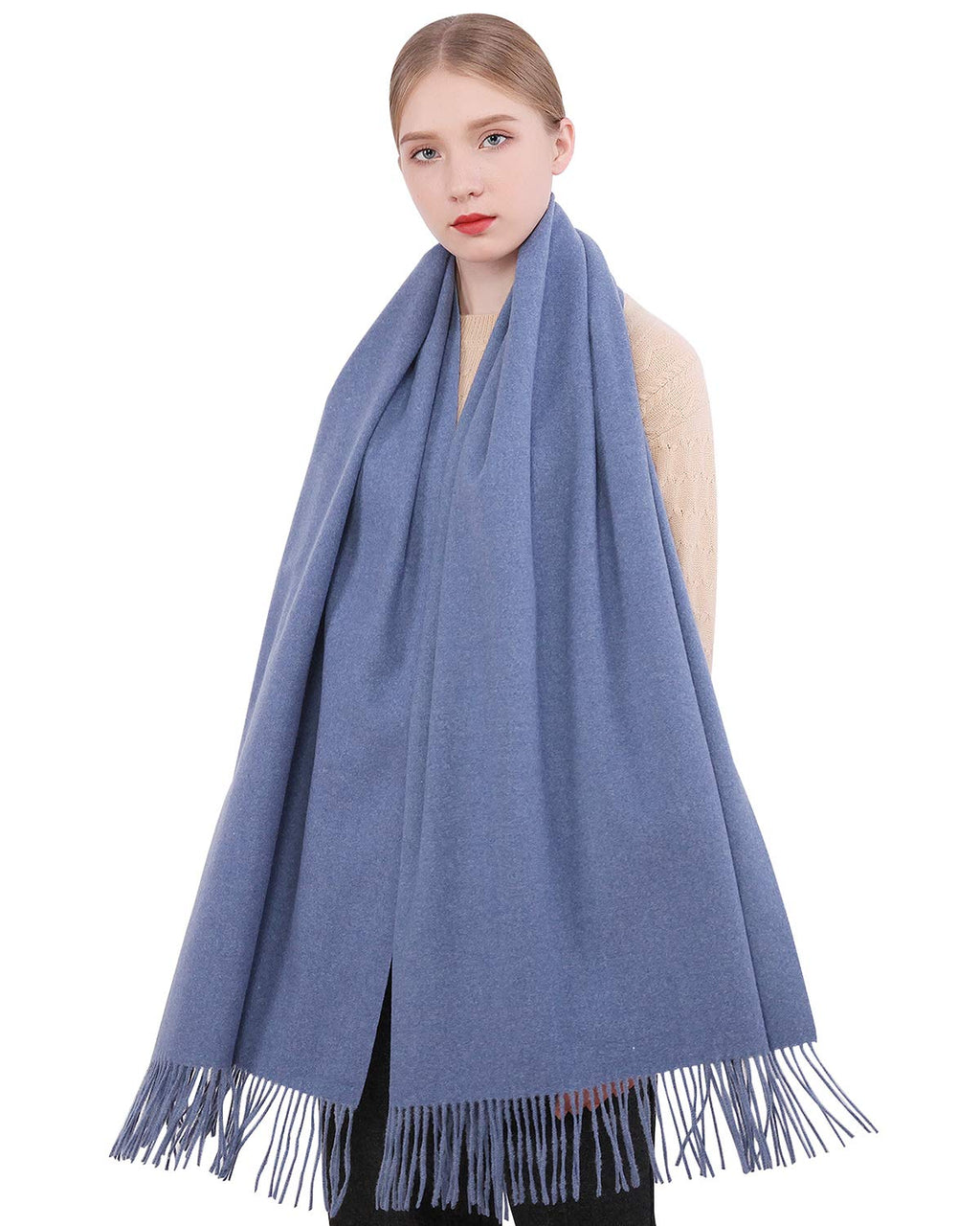 RIIQIICHY Winter Scarf for Women Blue Pashmina Shawls Wraps for Evening Dresses Large Warm Soft Scarves