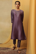 W For Woman Women'S Viscose Bandhej Regular Kurta (23Maf11626-910753_Purple Haze