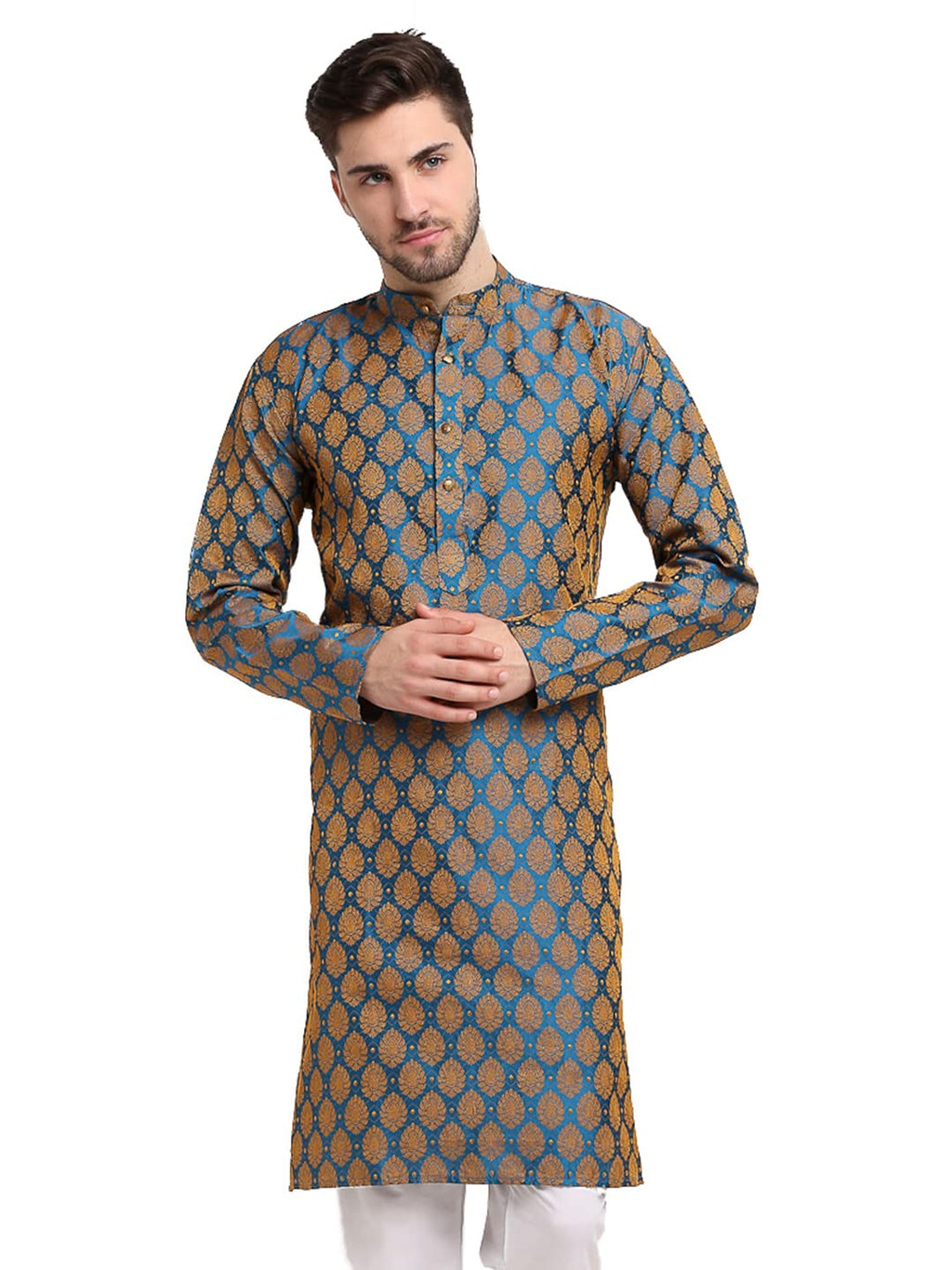 Jompers Mens Jacquard Woven Design Kurta