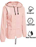 Avoogue Raincoat Women Lightweight Waterproof Rain Jackets Bike Jackets Packable Outdoor Hooded Windbreaker (Pink L)
