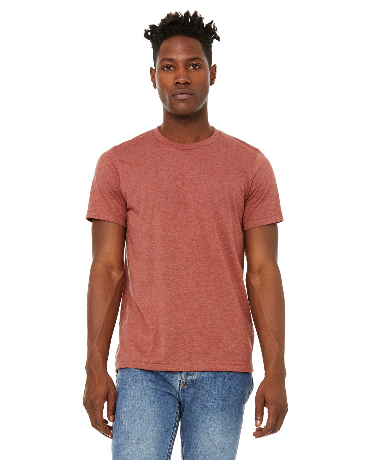 Unisex Sueded T-Shirt - HEATHER RED - XS(D0102H7KPZP)