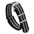 watchdives Nylon Watch Band 20mm 22mm Multicolor Replacement Watch Straps for Men Women (A17 Black Gray, 22mm)