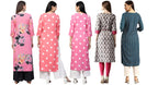 Anni Designer Women'S Crepe Straight Printed Kurta Pack Of 5 (Crepe-Combo-Nw_010)