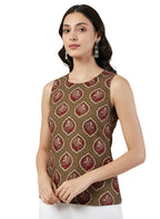 Pinkmint Womens Printed Sleeveless Top for Women & Girls | Pure Cambric Cotton Fabric | Regular Fit | Soft, Breathable| Ideal fo