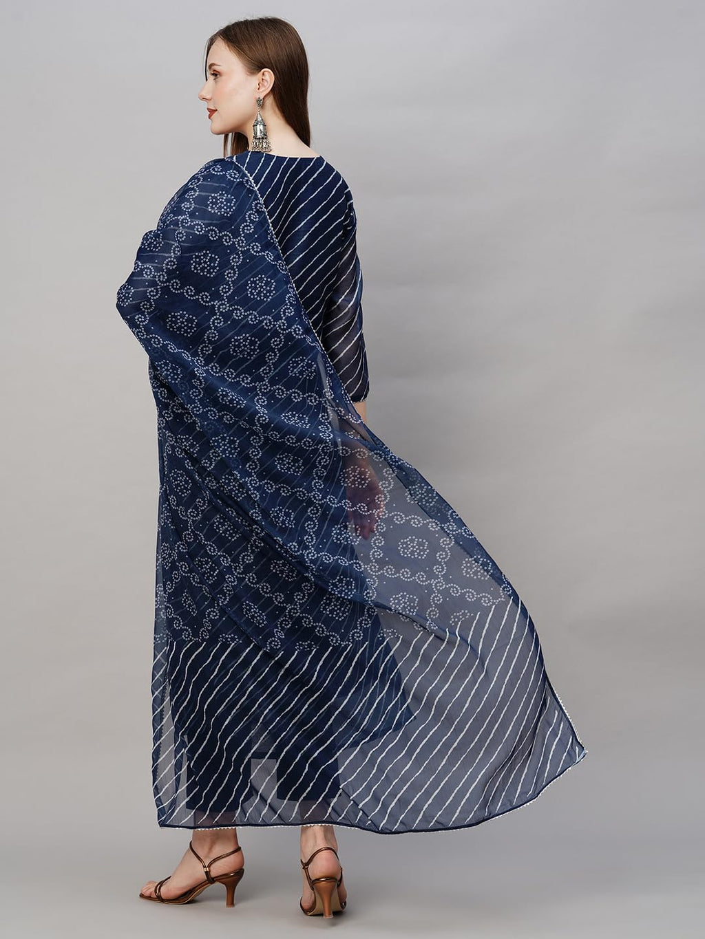 ANNI DESIGNER Womens Cotton Blend Straight Printed Kurta with Pant & Dupatta (Doremi Navy-NW_4XL_Navy Blue_XXXX-Large)