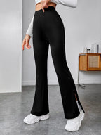 Digital Shopee WomenS & Girls Regular Fit Solid Side Split Hem Flare Leg Bell Bottom Pants Trouser