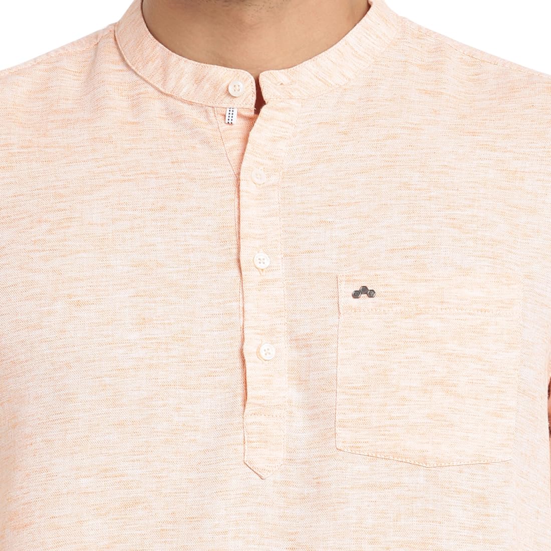 Turtle Men Cotton Lyolin Slim Fit Light Pink Solid Casual Kurta Shirt