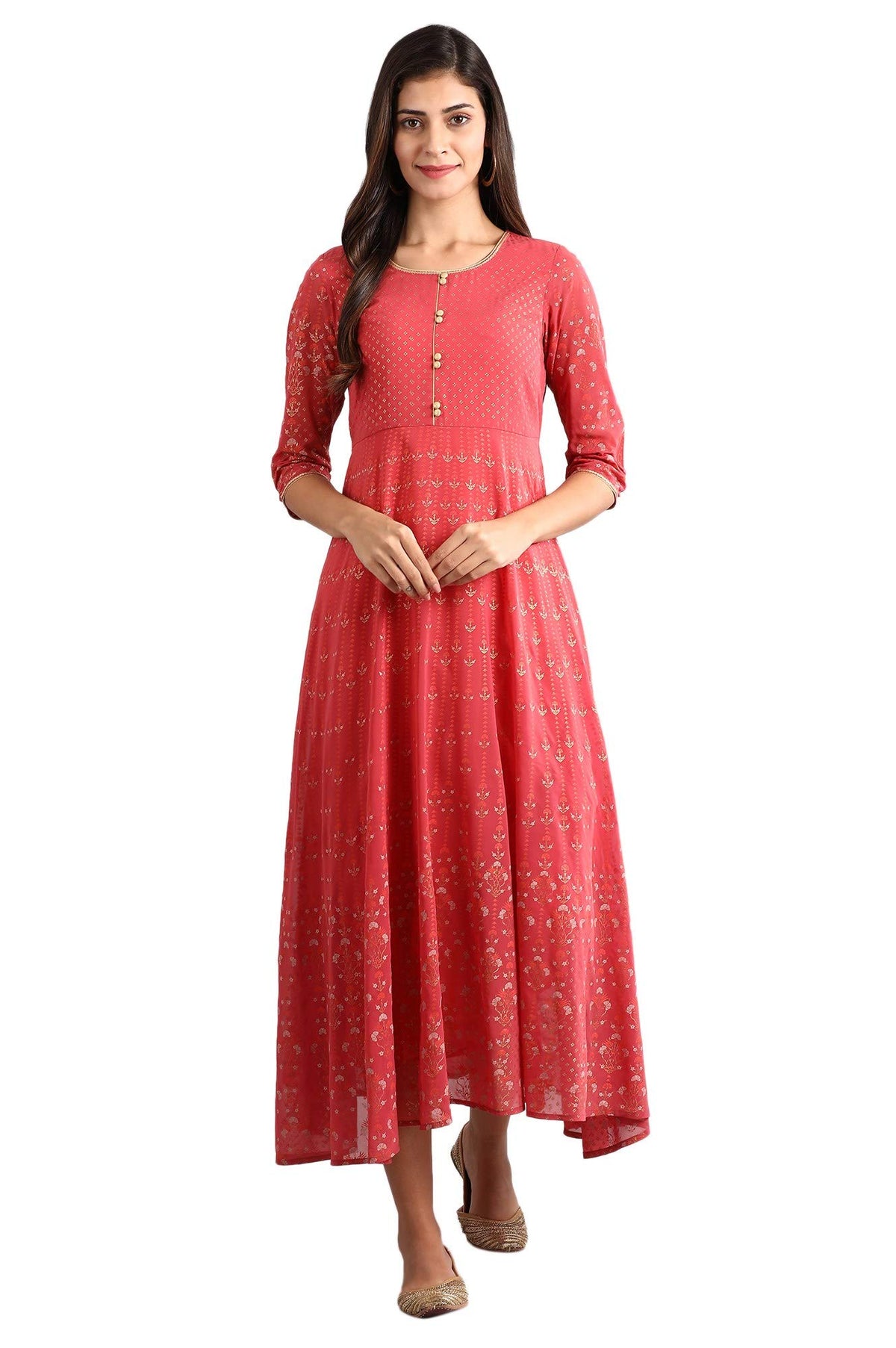 Aurelia WomenS Polyester Fit And Flare Below The Knee Dress (21Fea11368-501552_Maroon_M)