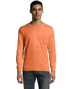 Unisex garment-Dyed Long-Sleeve T-Shirt with Pocket - NEW RAILROAD - S(D0102H7YTXT)