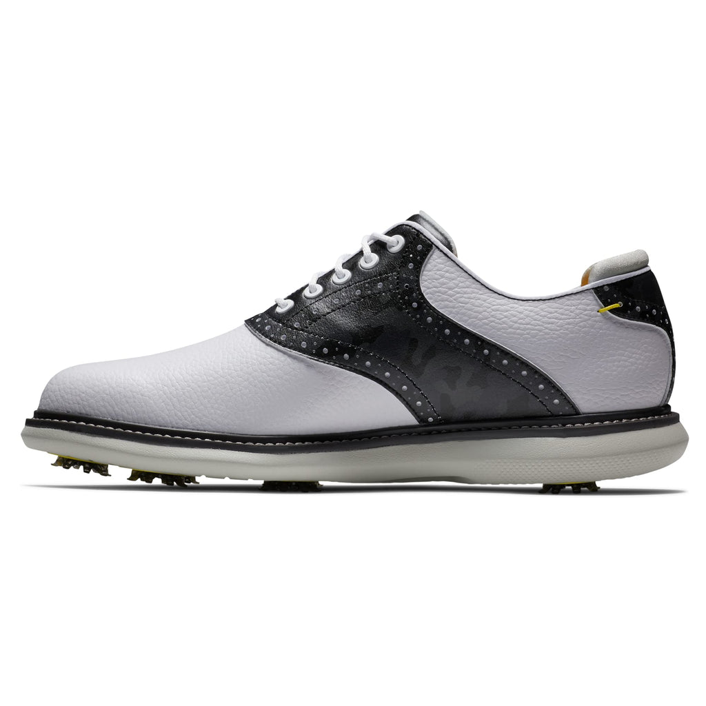 FootJoy Men's Traditions Golf Shoe, White/Charcoal Camo, 9 Wide