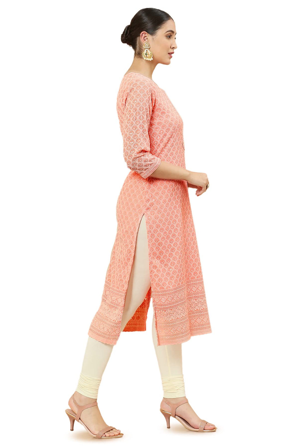 Soch Women Pink Georgette Solid Kurta