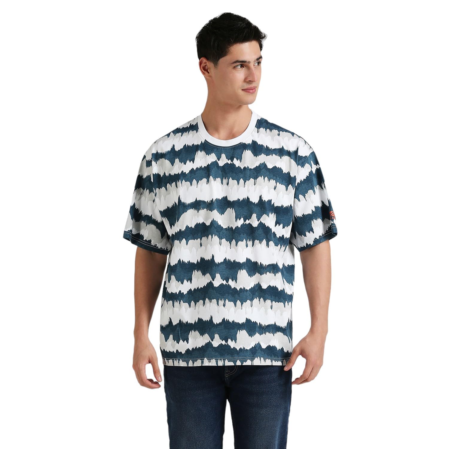 Pepe Jeans Teal Tie Dye Printed Short Sleeve Oversized T-Shirt
