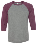 Unisex 34-Sleeve Baseball T-Shirt - gRY cHR BLK TRB - S(D0102H7Wg52)