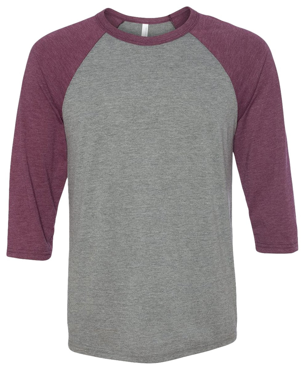 Unisex 34-Sleeve Baseball T-Shirt - gRY cHR BLK TRB - S(D0102H7Wg52)