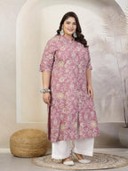 Stylum Plus Size Women Floral Print Rayon A-Line Kurta