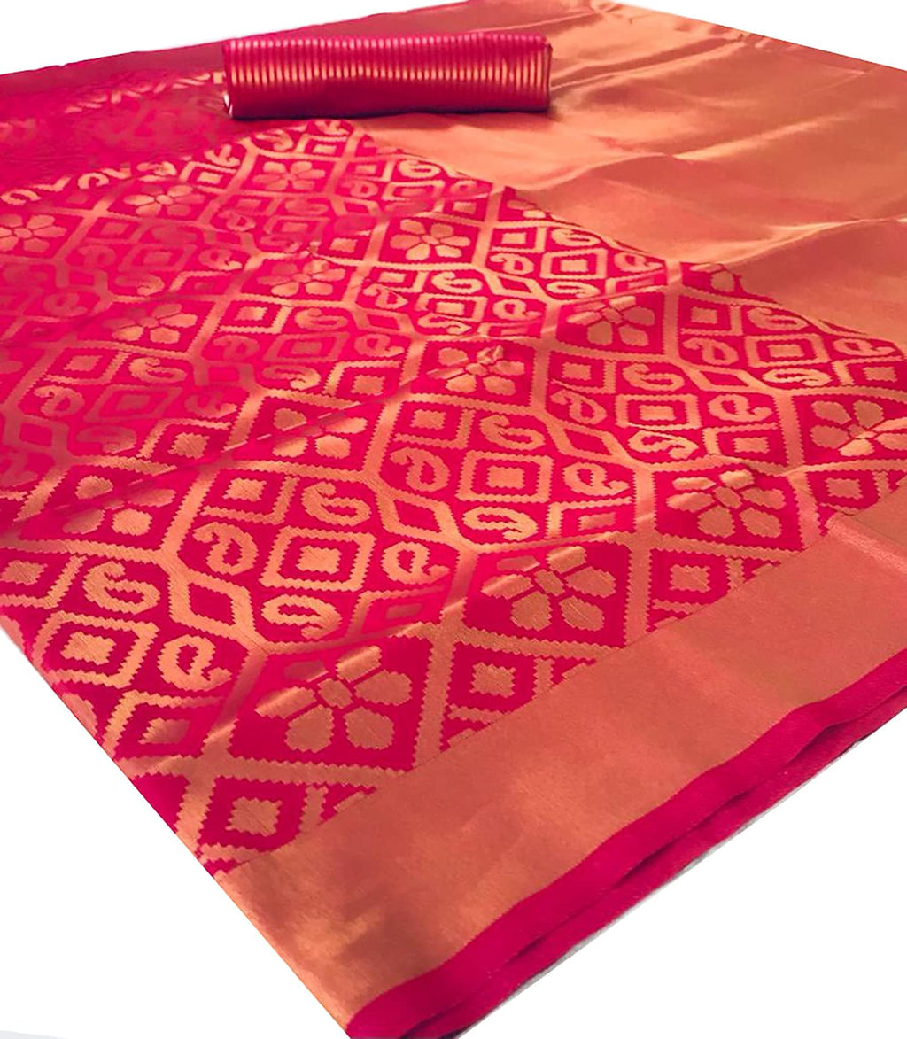 Pujia Mills Women And Girls Banarasi Silk Saree With Blouse Piece