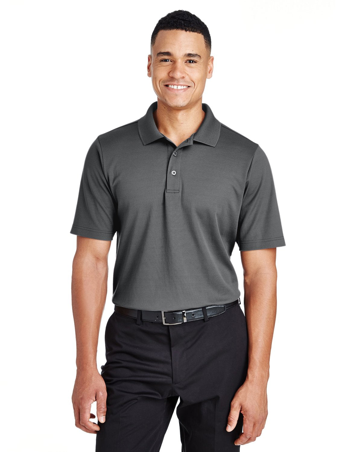 crownLux PerformanceMens Plaited Polo - gRAPHITE - 2XL(D0102H7NSM8)