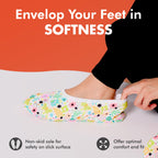 Snoozies Womens Slipper Socks  cozy House Shoes  comfy Slip Ons  Fun Slippers  Skinnies Lightweight - Butterfly garden (Medium)