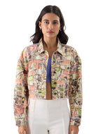 The Souled Store Official F.R.I.E.N.D.S: Doodle Women and Girl Long Sleeve Collared Neck Button Front All Over Print Oversized F
