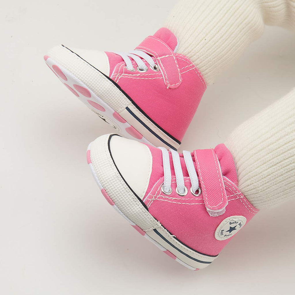 Tutoo Unisex Baby Boys Girls Star High Top Sneaker Soft Anti-Slip Sole Newborn Infant First Walkers Canvas Denim Shoes