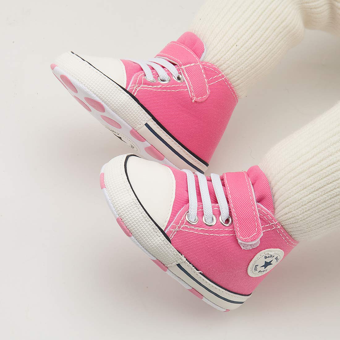 Tutoo Unisex Baby Boys Girls Star High Top Sneaker Soft Anti-Slip Sole Newborn Infant First Walkers Canvas Denim Shoes