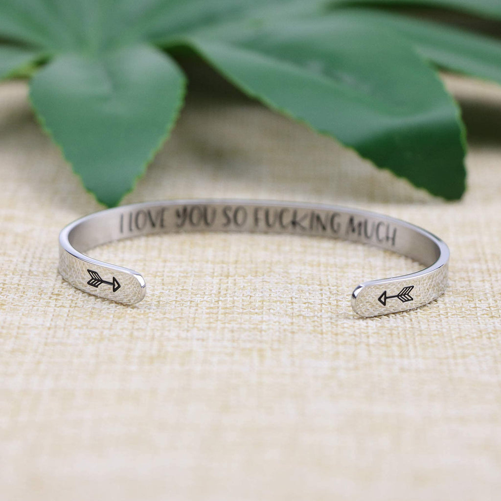Women Wife Love Gifts from Husband Men Funny Valentine's Day Birthday Christmas Anniversary Jewelry Mantra Cuff Bangle Handmade