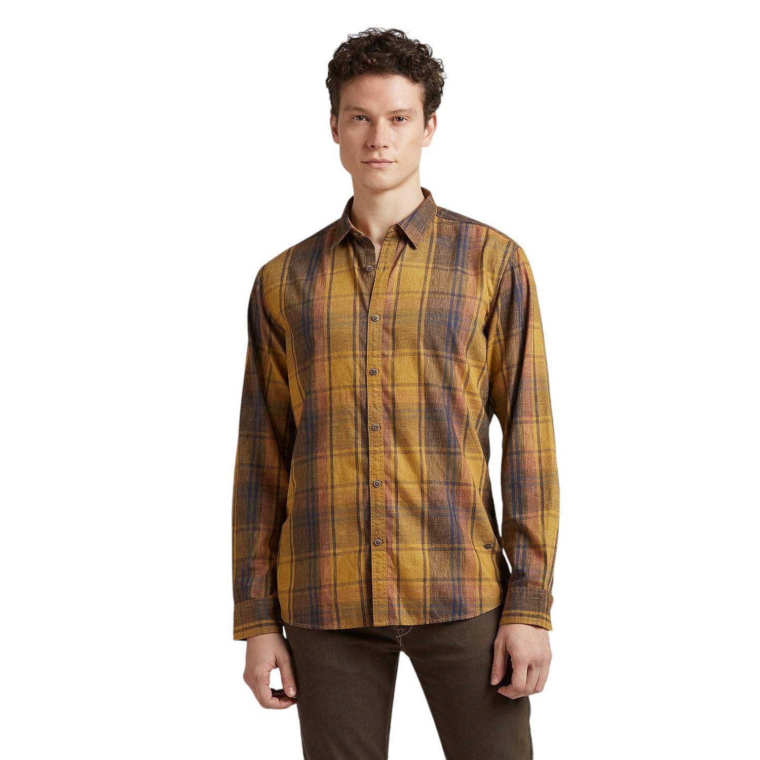 Pepe Jeans MenS Regular Fit Shirt (Pm308996_Mustard Brown