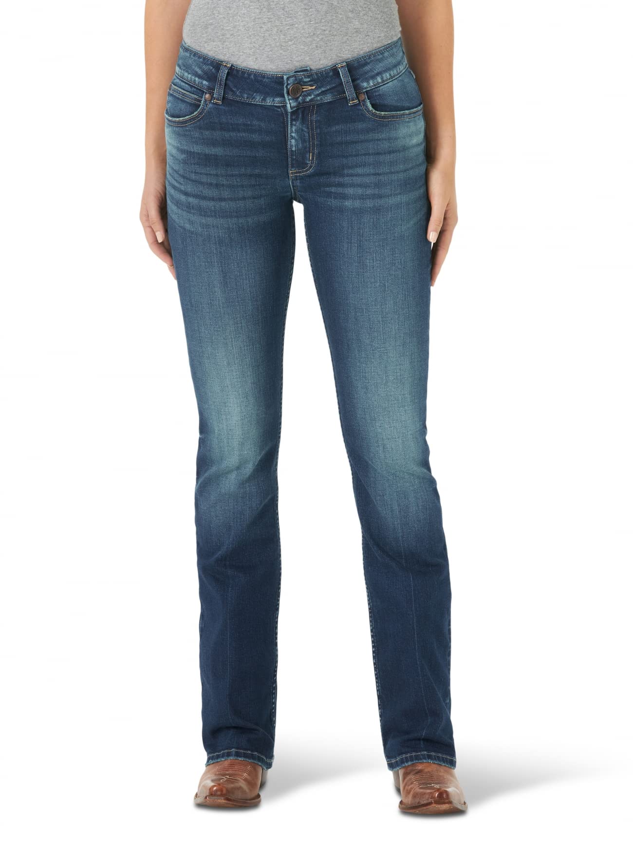 Wrangler Women's Retro Mae Mid Rise Stretch Boot Cut Jean, Vivianna, 5W x 34L