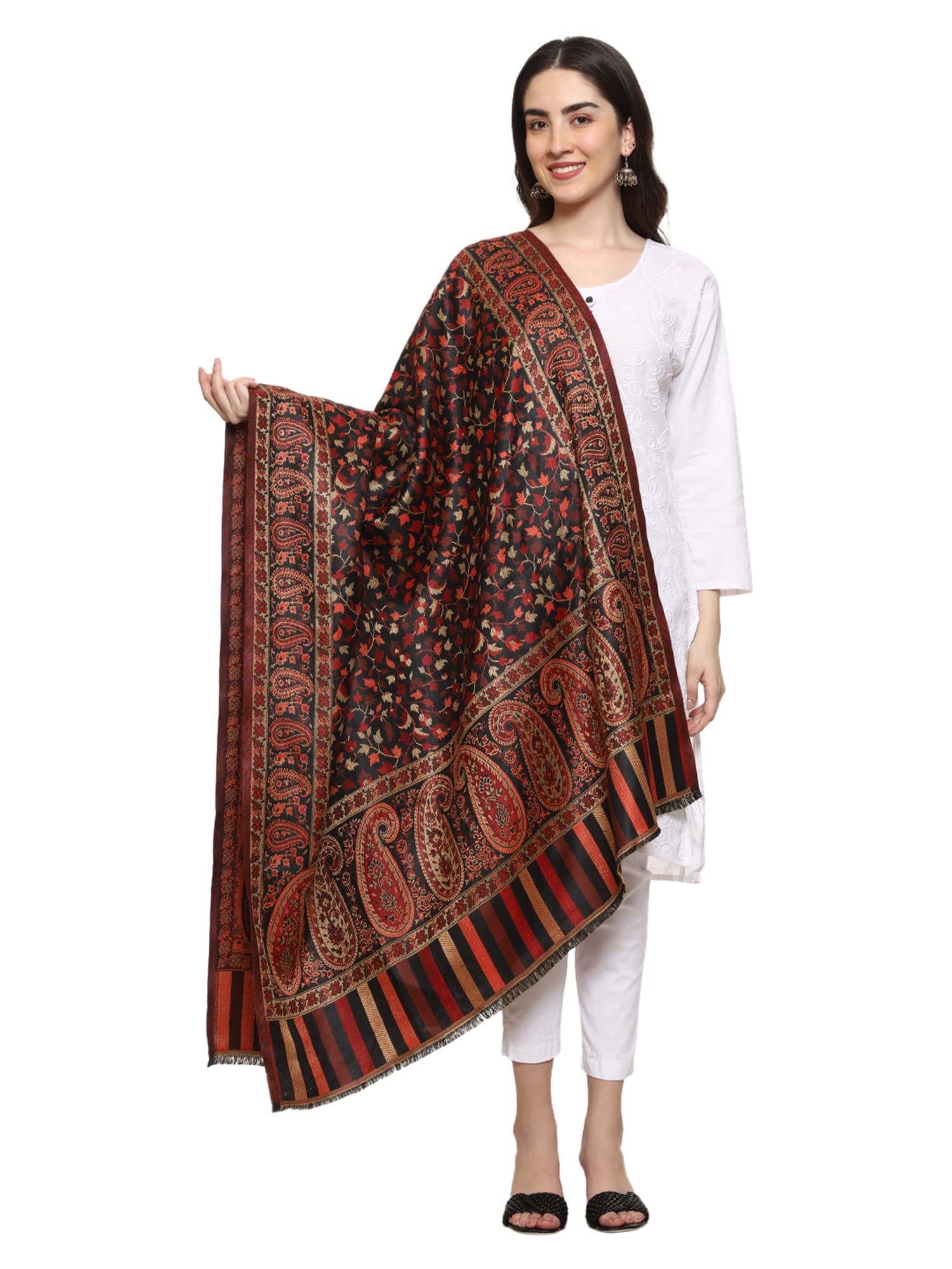Weavers Villa Womens Kashmiri Woven Acro Wool Paisley Kani Ladies Shawl, 100cm x 200cm