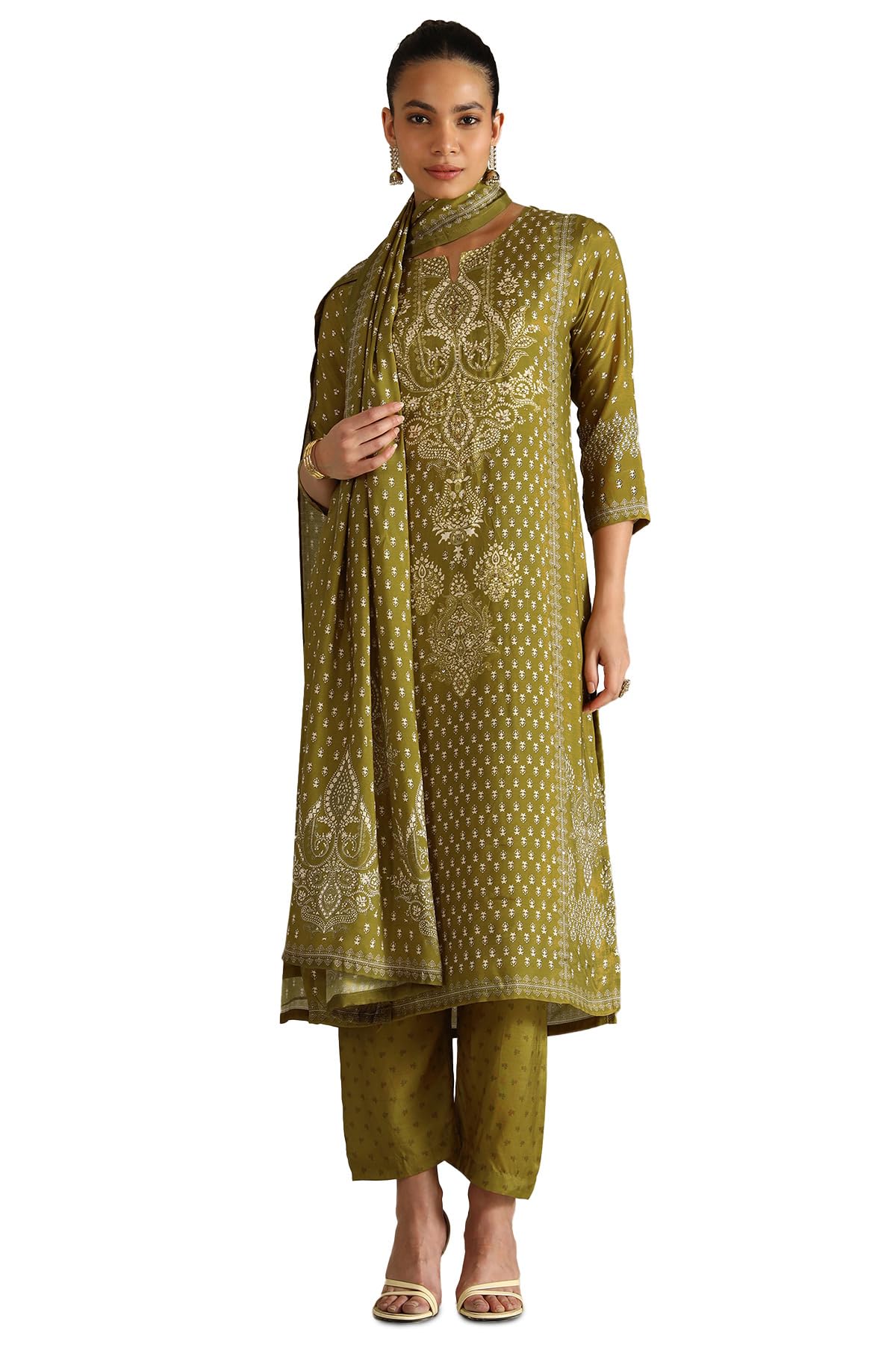 Soch Women Muslin Ethnic Motif Suit Set with Cutdana