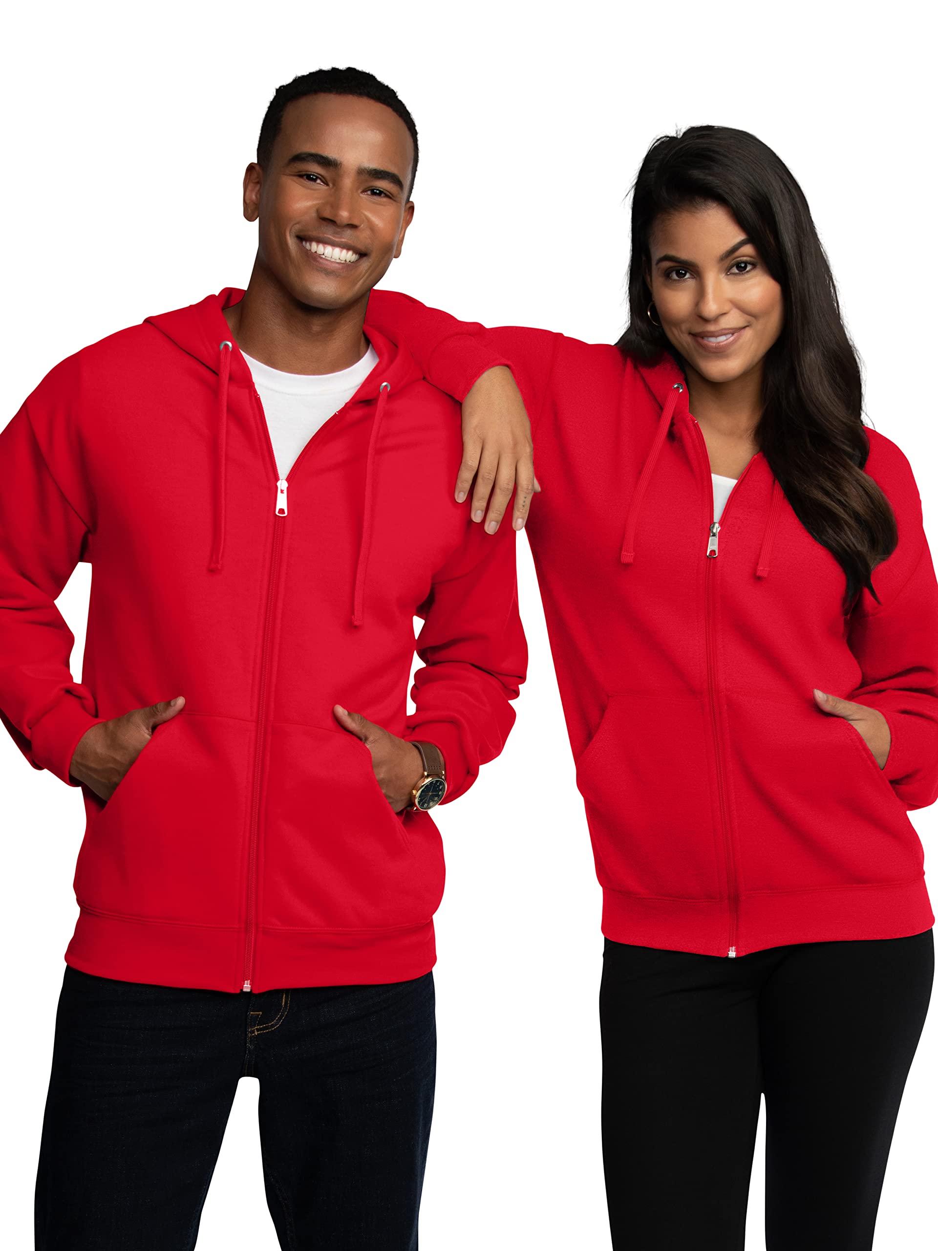 Fruit of the Loom Eversoft Fleece Hoodies, Pullover, Moisture Wicking & Breathable, Sizes S-4x, Red Full Zip, Large