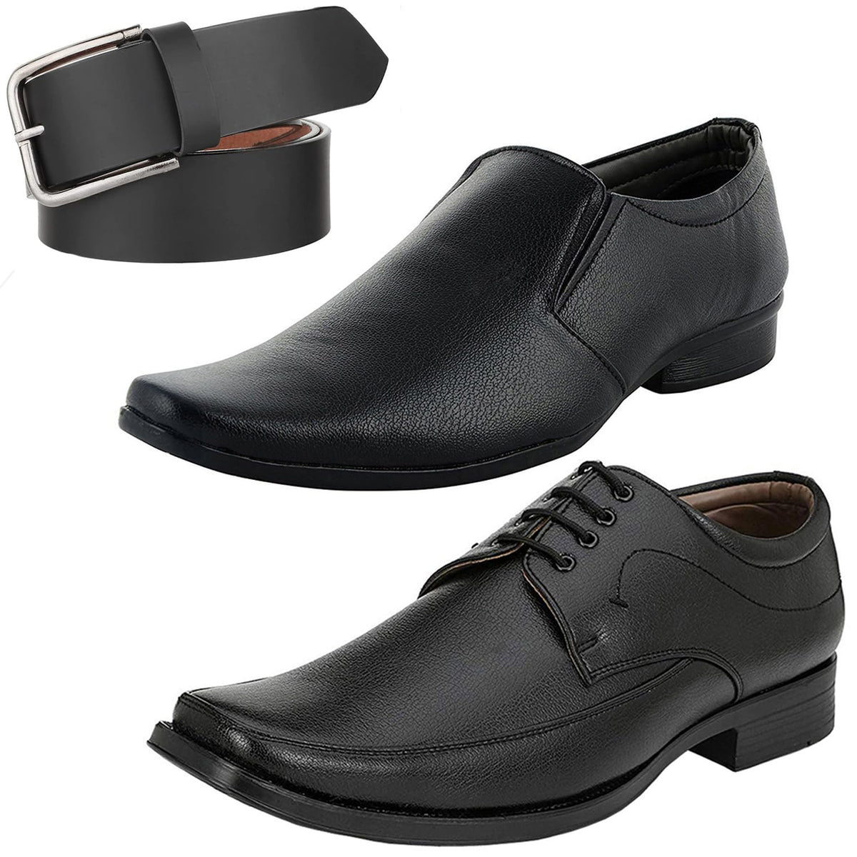 Latest Trendy Formal Shoes/Party Shoes/ 2 Shoes Combo with Free Belt for Men and Boys (BAZAAR8169_VTR002BdrBlk2003Blk) Multi 9