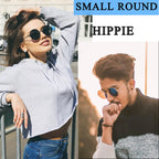 Joopin Round Sunglasses Steampunk Teashade Circle Sun Glasses Polarized UV400 Halloween Costume Shades for Men Women (Black + Mi