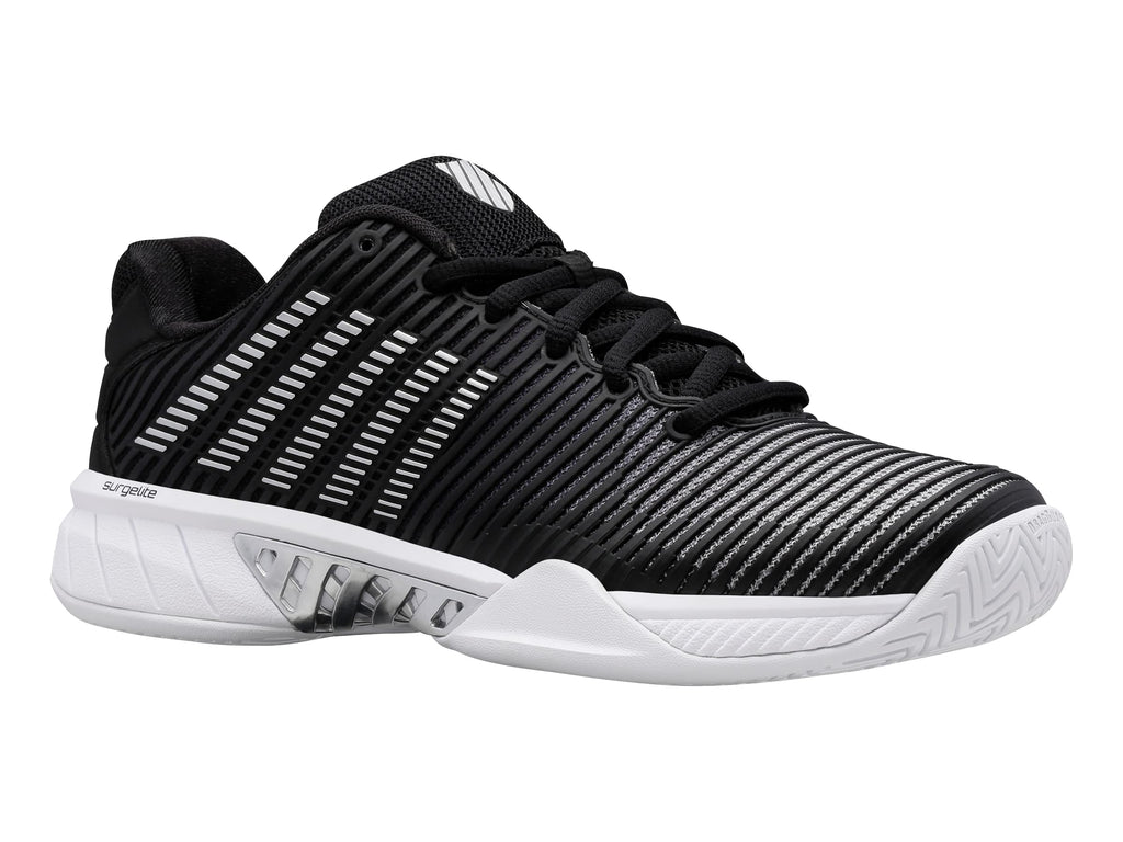 K-Swiss Women's Hypercourt Express 2 Tennis Shoe, Black/White/Silver, 8.5 M