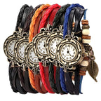yunanwa Pack of 6 Women's Watches Vintage Wrap Around Bead Leaf Bracelet Quartz Wholesale Set